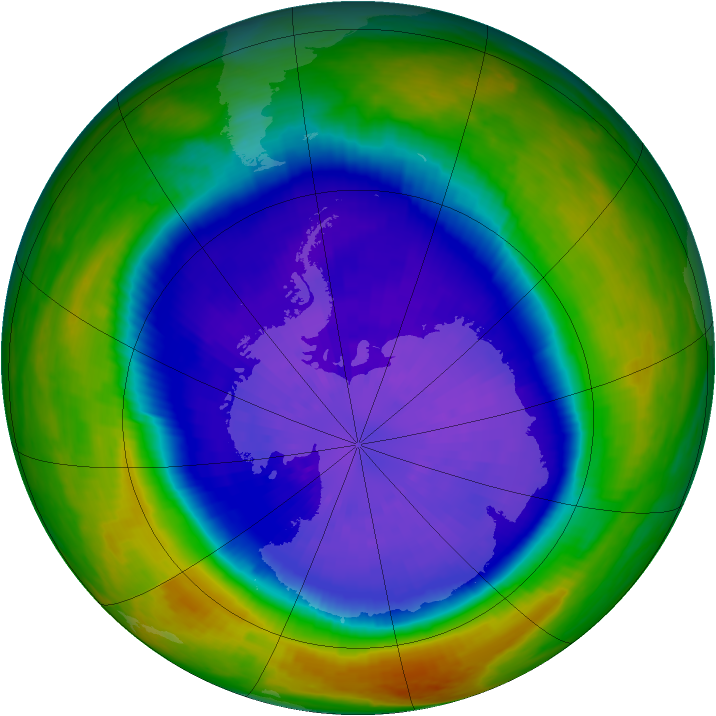 Antarctic ozone map for 21 September 2003